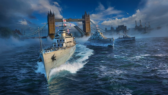 Royal Navy cruisers on patrol in the hostile waters around London
