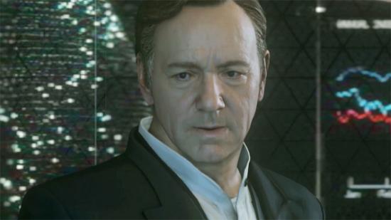 In Call of Duty: Advanced Warfare, Spacey leads a Soldier of Fortune group, whatever one of those is.