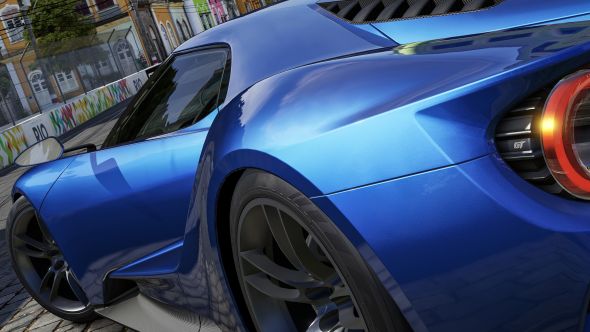 A shiny blue car