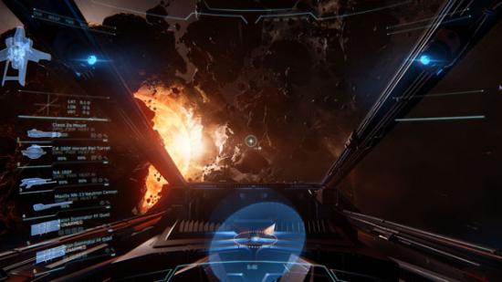 Star Citizen, as seen from the cockpit. It is nearly as nice as the Elite: Dangerous cockpit. Nearly.