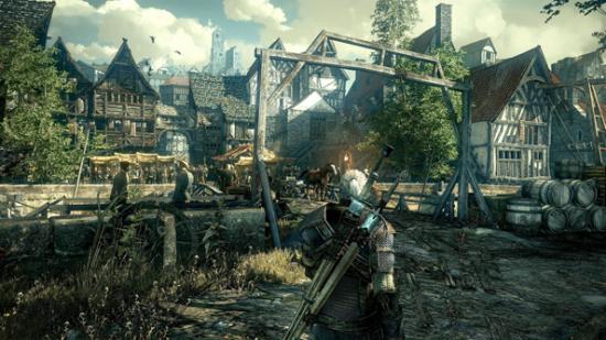 An urban view of The Witcher 3: Wild Hunt.