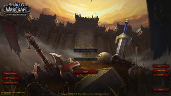 world of warcraft battle for azeroth login screen