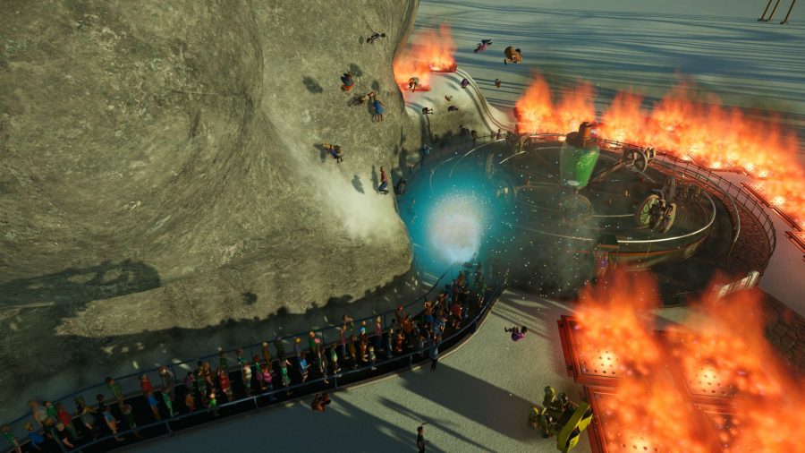 An exploding ride in Planet Coaster