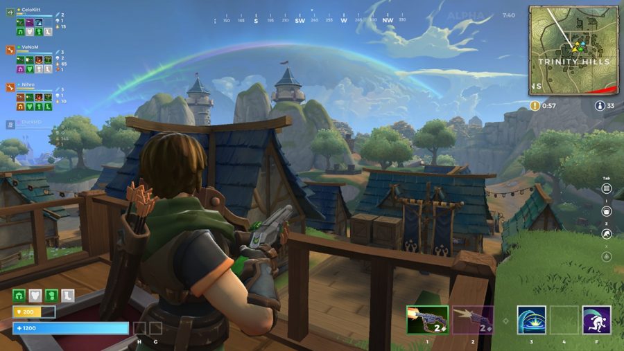 A player takes in the view from a balcony in Realm Royale, one of the best battle royale games