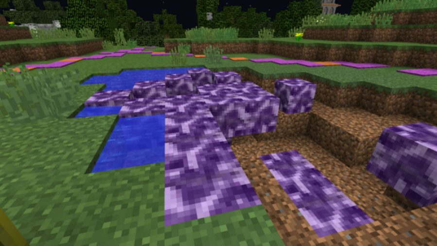 Best Minecraft mods - Bacteria Mod showing purple bacteria spreading into a lake.