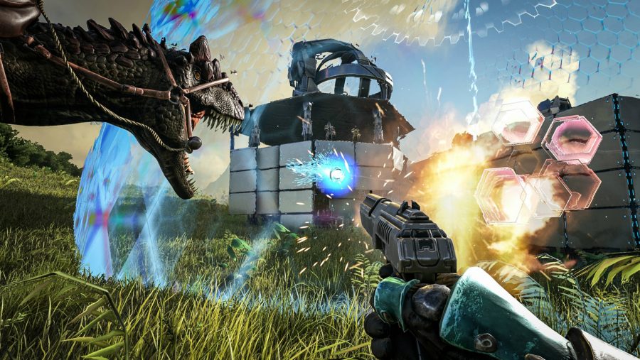 An attack is launched on a shielded base in one of the best building games, Ark: Survival Evolved