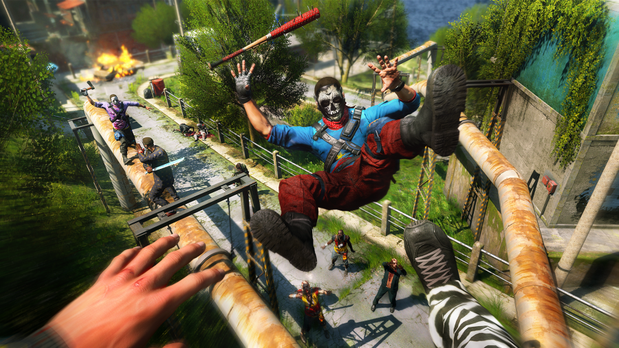 A player falls from a great height in Dying Light: Bad Blood, one of the best Battle Royale games