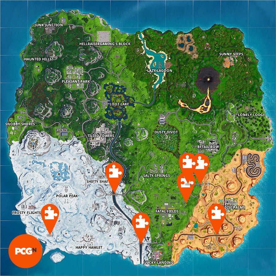 fortnite jigsaw puzzle pieces map guide - fortnite jigsaw puzzle locations