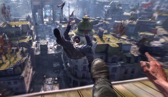 An enemy is kicked off a building in Dying Light 2