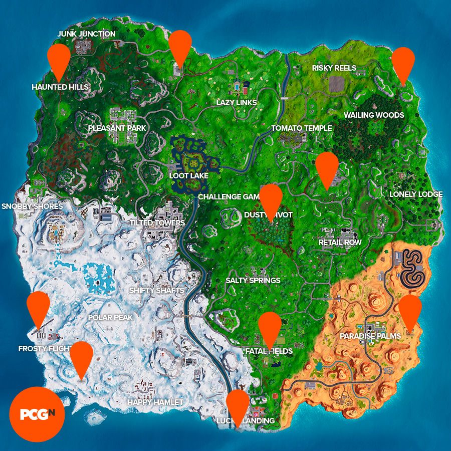All Fortnite golden balloons locations map