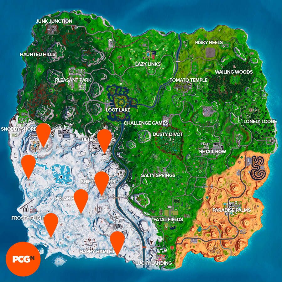 Fortnite Chilly Gnomes locations where to search Chilly Gnomes PCGamesN