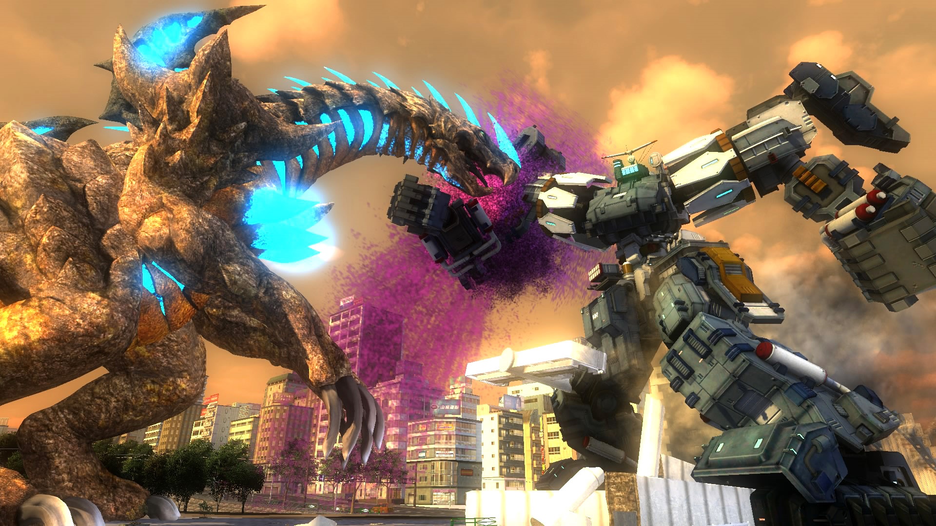 Giant insect vs giant robot in Earth Defense Force 4.1: The Shadow of New Despair, one of the best robot games