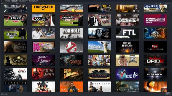 Lots of PC games in a Steam Library