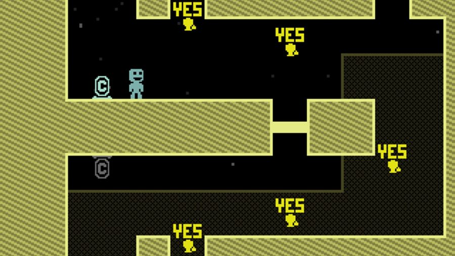 The protagonist prepares to traverse a level in one of the best platform games, VVVVVV