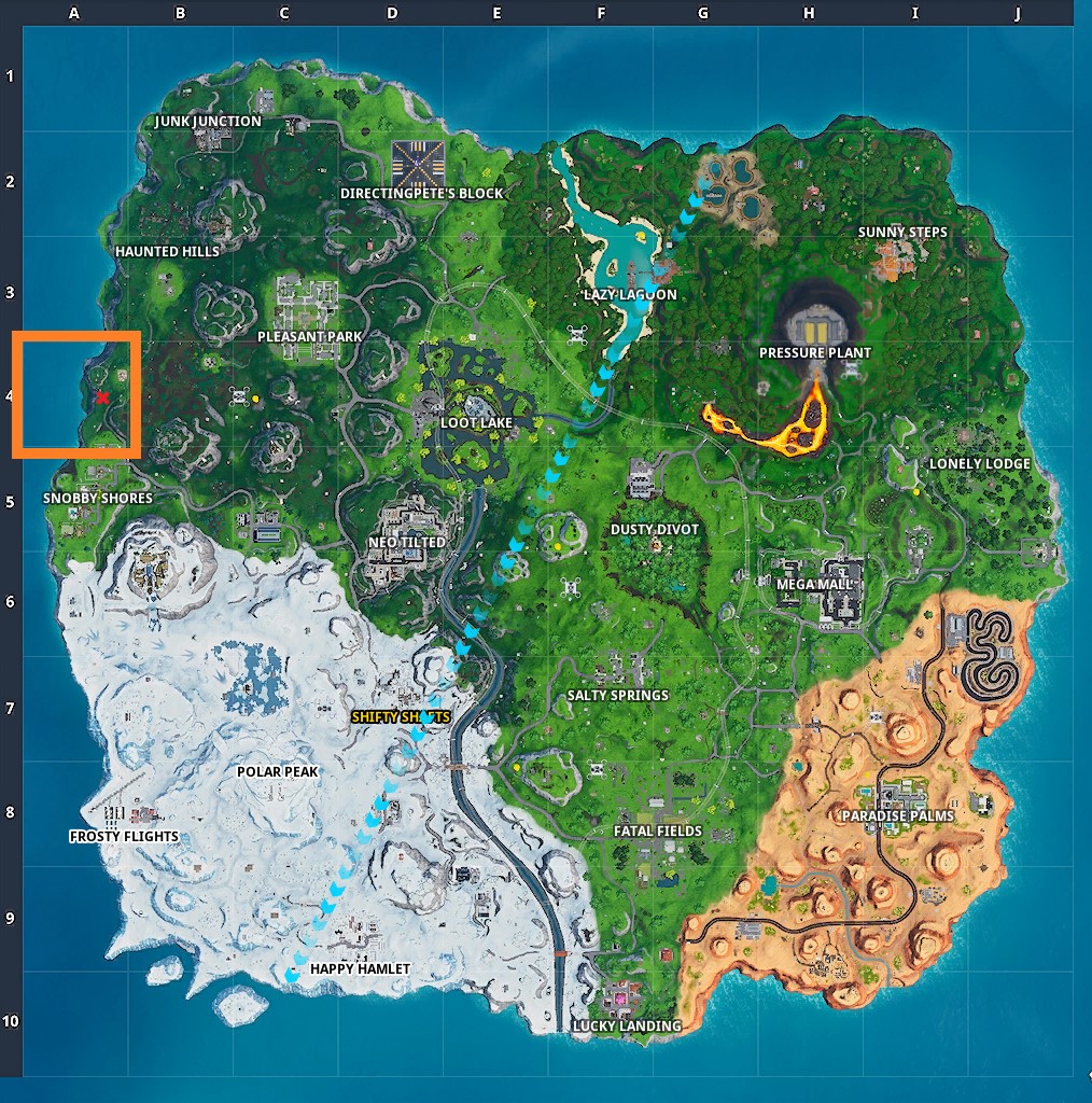 Fortnite Fortbyte 27: Found somewhere within map location A4 | PCGamesN