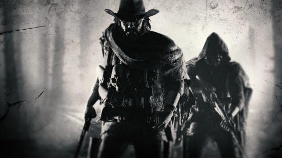 Two bounty hunters stalk the bayou in a promotional image for Hunt: Showdown