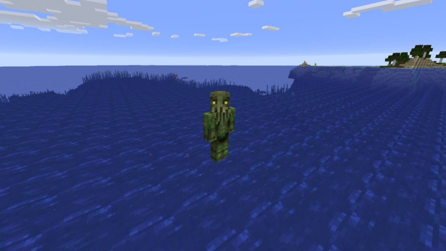 Minecraft skins: Cthulhu is floating above the ocean.
