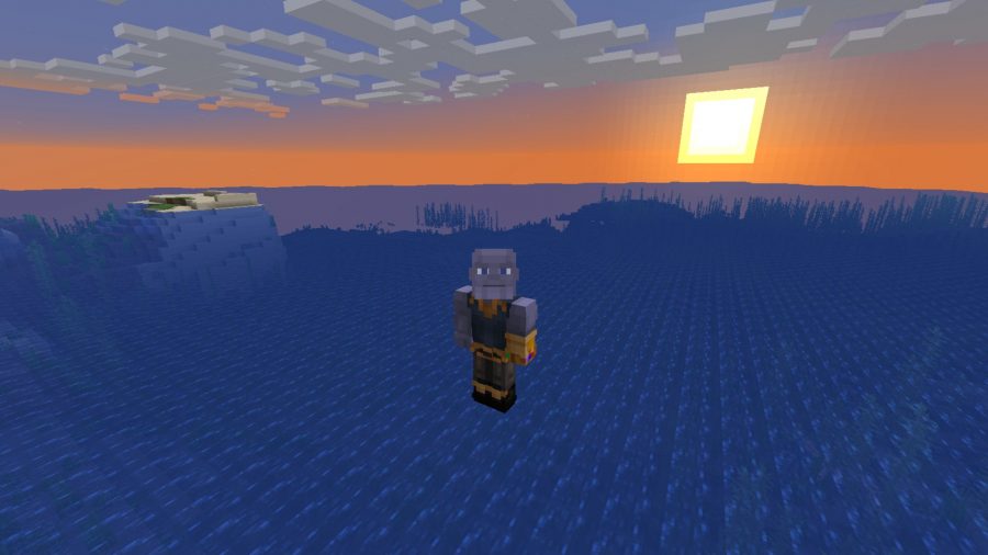 Minecraft skins: Bob the Builder is standing on top of a snowy hill.