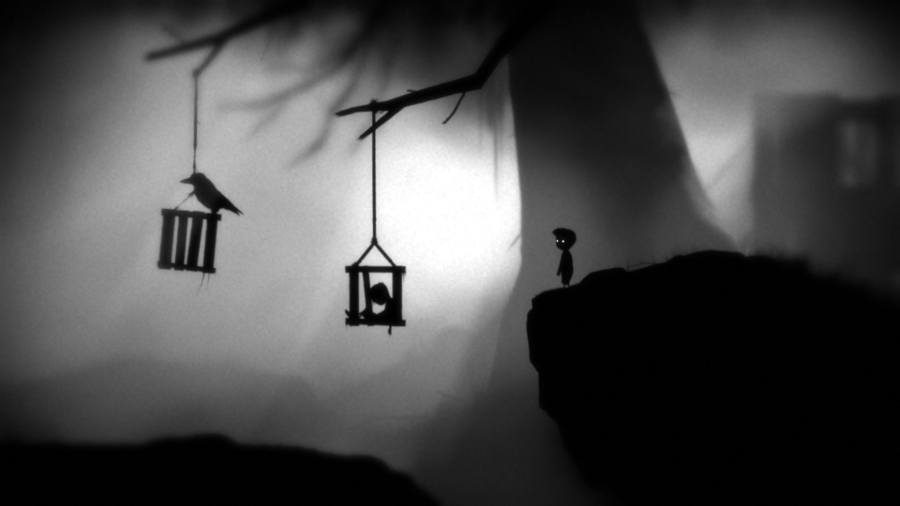 Crates swing from tree limbs in Limbo, one of the best platform games