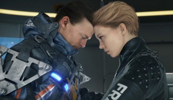 Norman Reedus and Lea Seydoux touching heads in Death Stranding