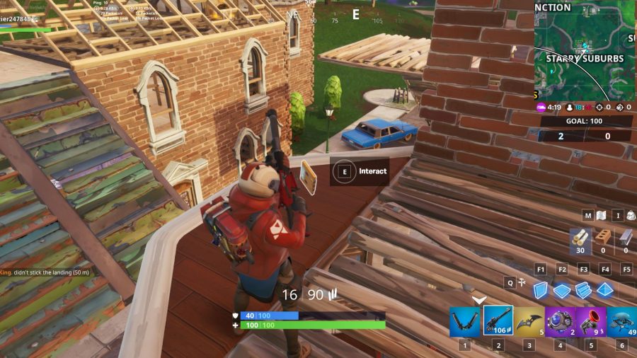 Visitor tap in fortnite's starry suburbs area