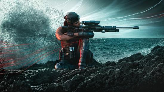 Artwork of Kali aiming rifle in Siege Shifting Tides