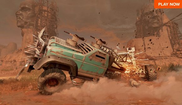 Best free PC games: Crossout. Image shows a car driving in sand.