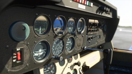 Best simulation games - Microsoft Flight Simulator. A screenshot shows the inside of a plane.