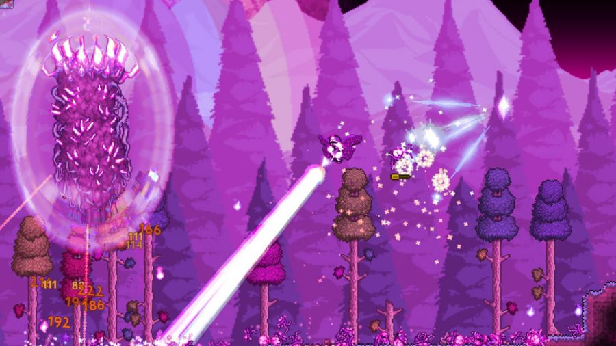 A player soars through the air using a set of sweet Terraria wings