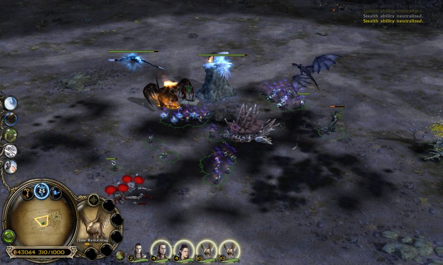 Two armies fighting it out. The heroes are mostly elves, while the enemies include the Balrog of Mordor and several other big foes.