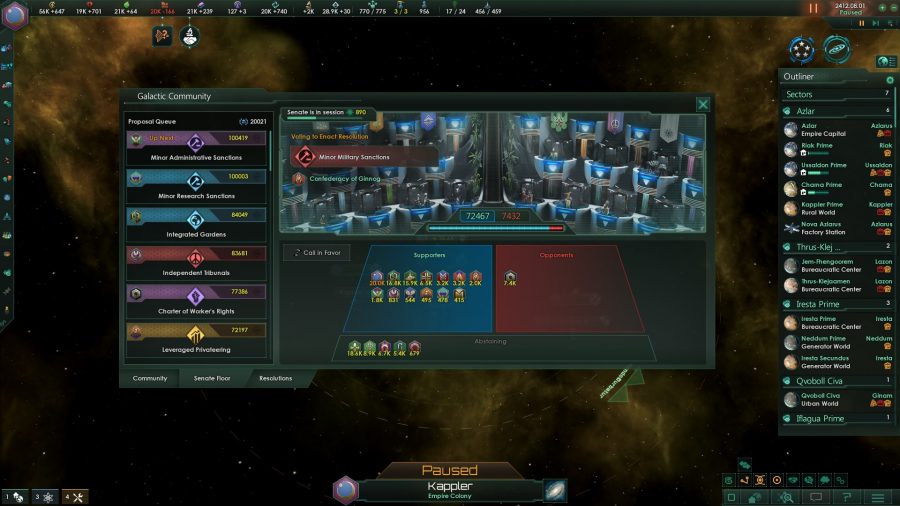 La pantalla de la diplomacia galáctica