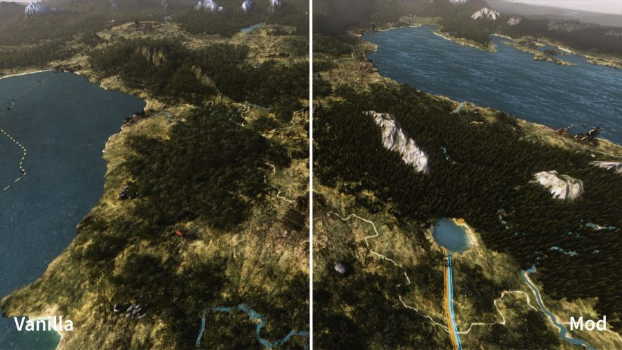 A comparison photo of the vanilla campaign borders on the left, and more visible ones on the right.