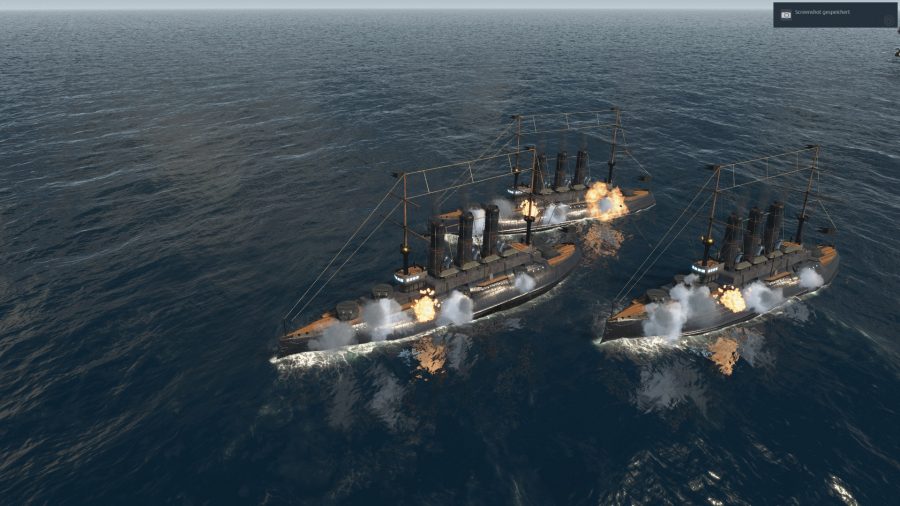 a couple of battleships in the water