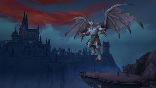 A creature hovering over Castle Nathria in the background