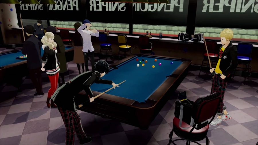 The Phantom Thieves playing a game of pool in Persona 5 Royal, one of the games on console we wish was on PC.