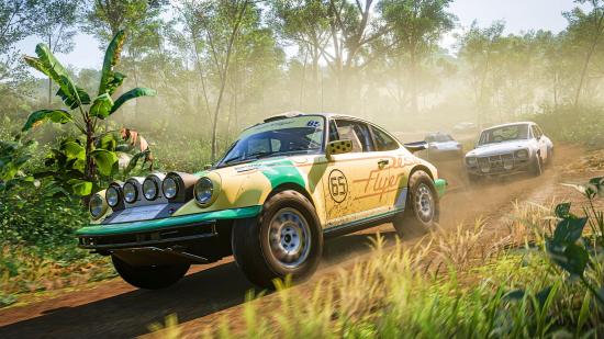 A modified buggy racing on a dirt track in Forza Horizon 5's Mexico.