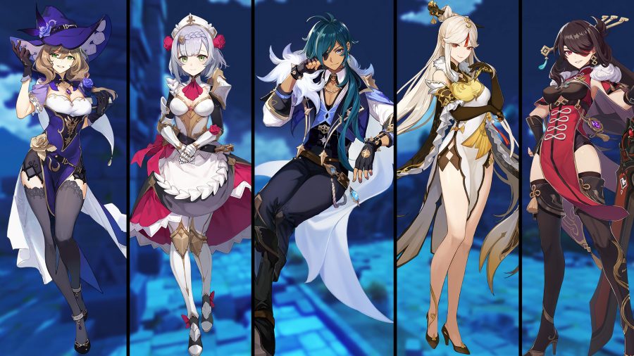 Line-up of Genshin Impact C tier characters
