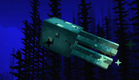 A Minecraft glow squid swimming on the ocean, minding its own business