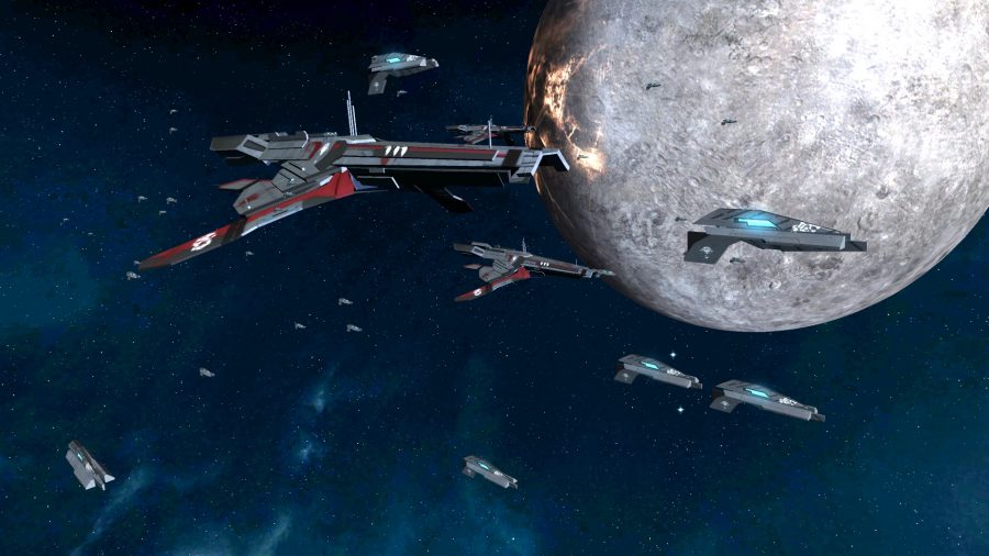 A fleet of assorted Mass Effect universe ships
