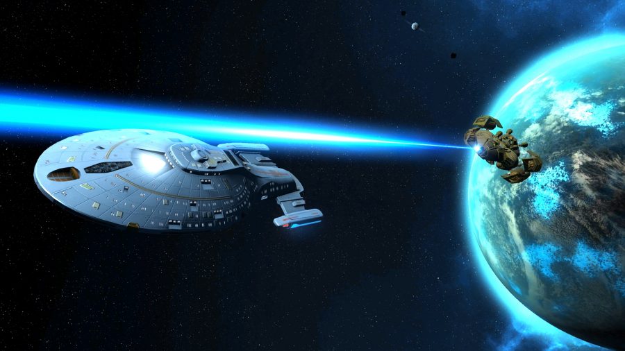 A Voyager-class ship is being pursued 