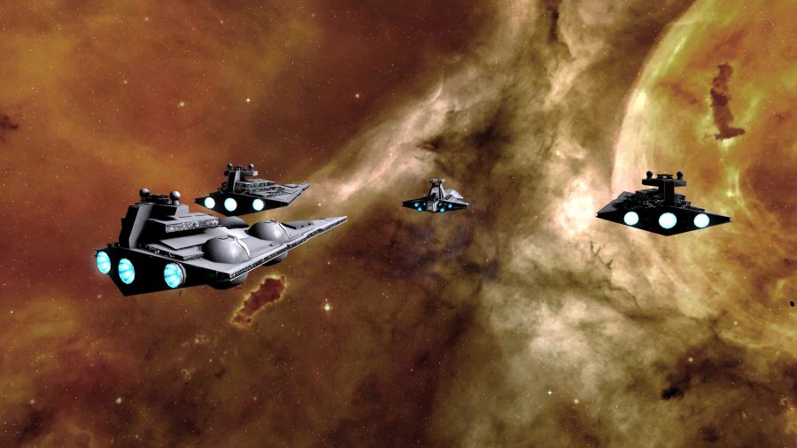 A fleet of various star destroyers in space