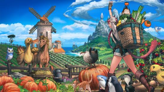 A Final Fantasy XIV character walking towards their crops and animals