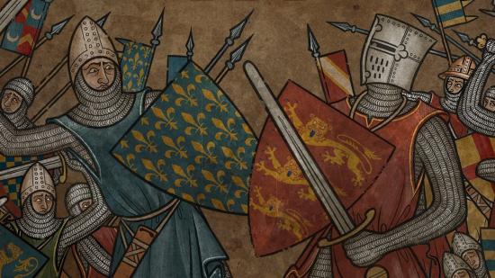 non-game artwork for FOG2 medieval showing two knights fighting
