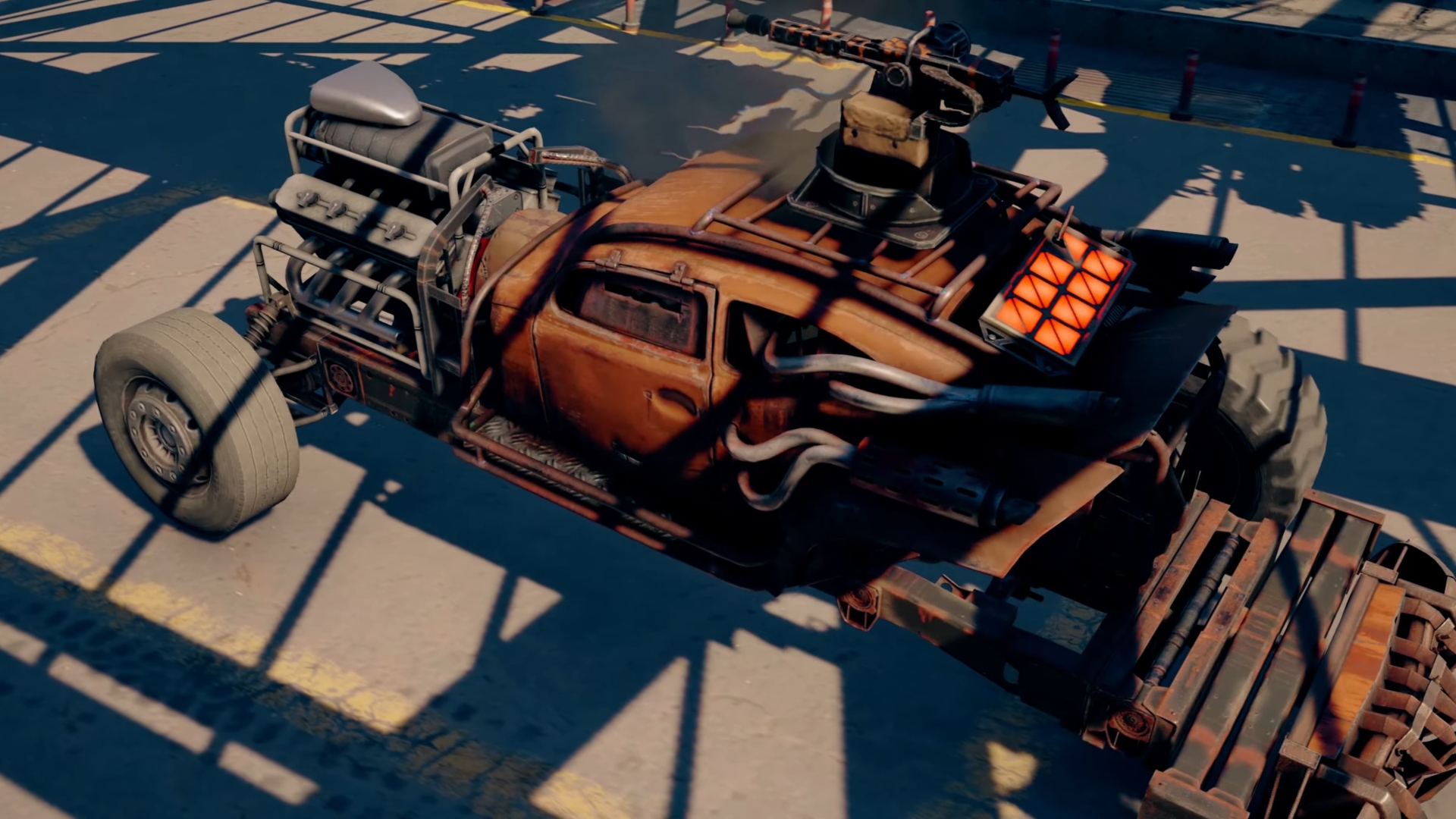 Best free MMOs: A car with a mounted weapon drives along a street