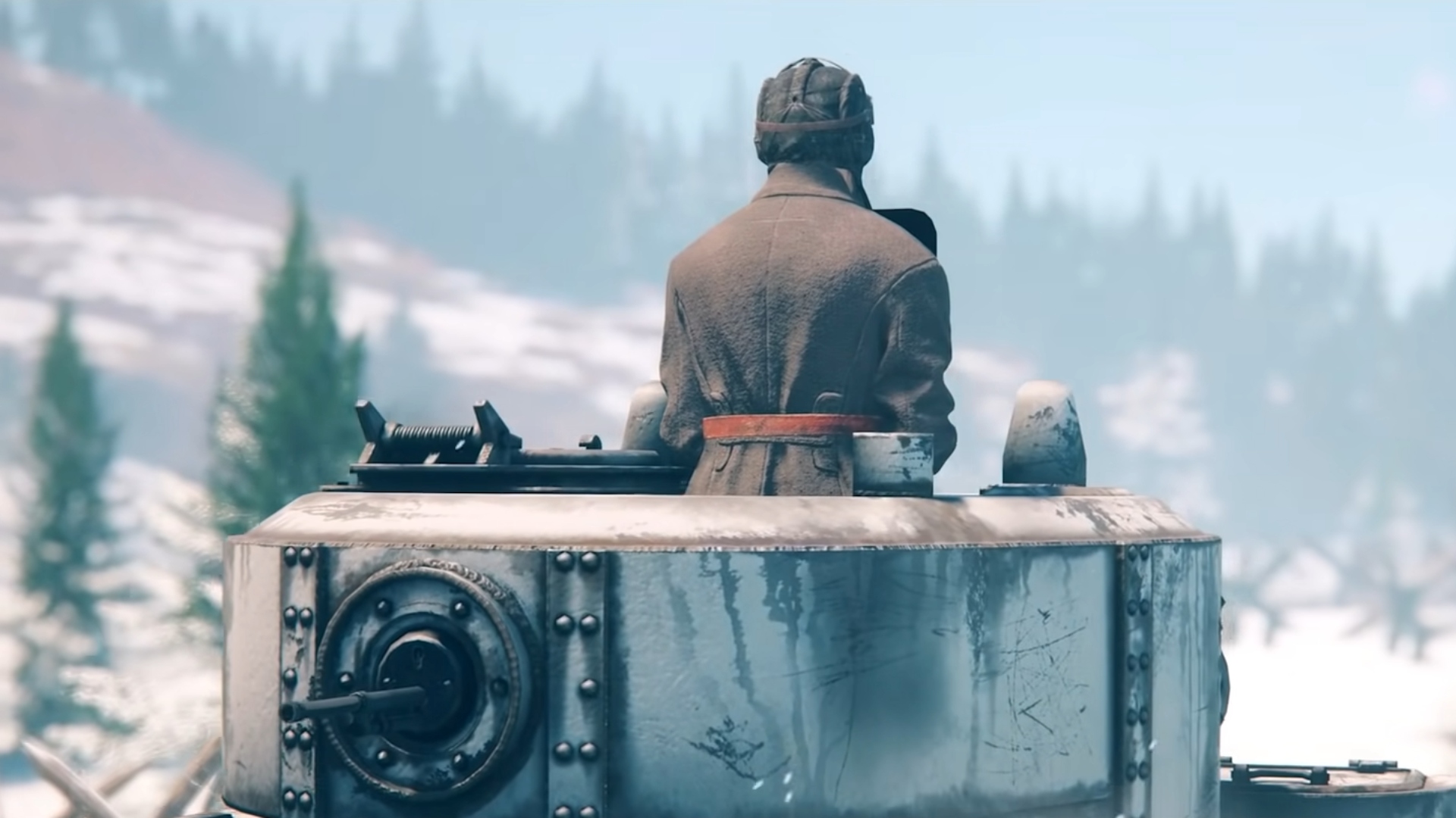 Best free MMOs: A soldier peeps from a tank in the snow