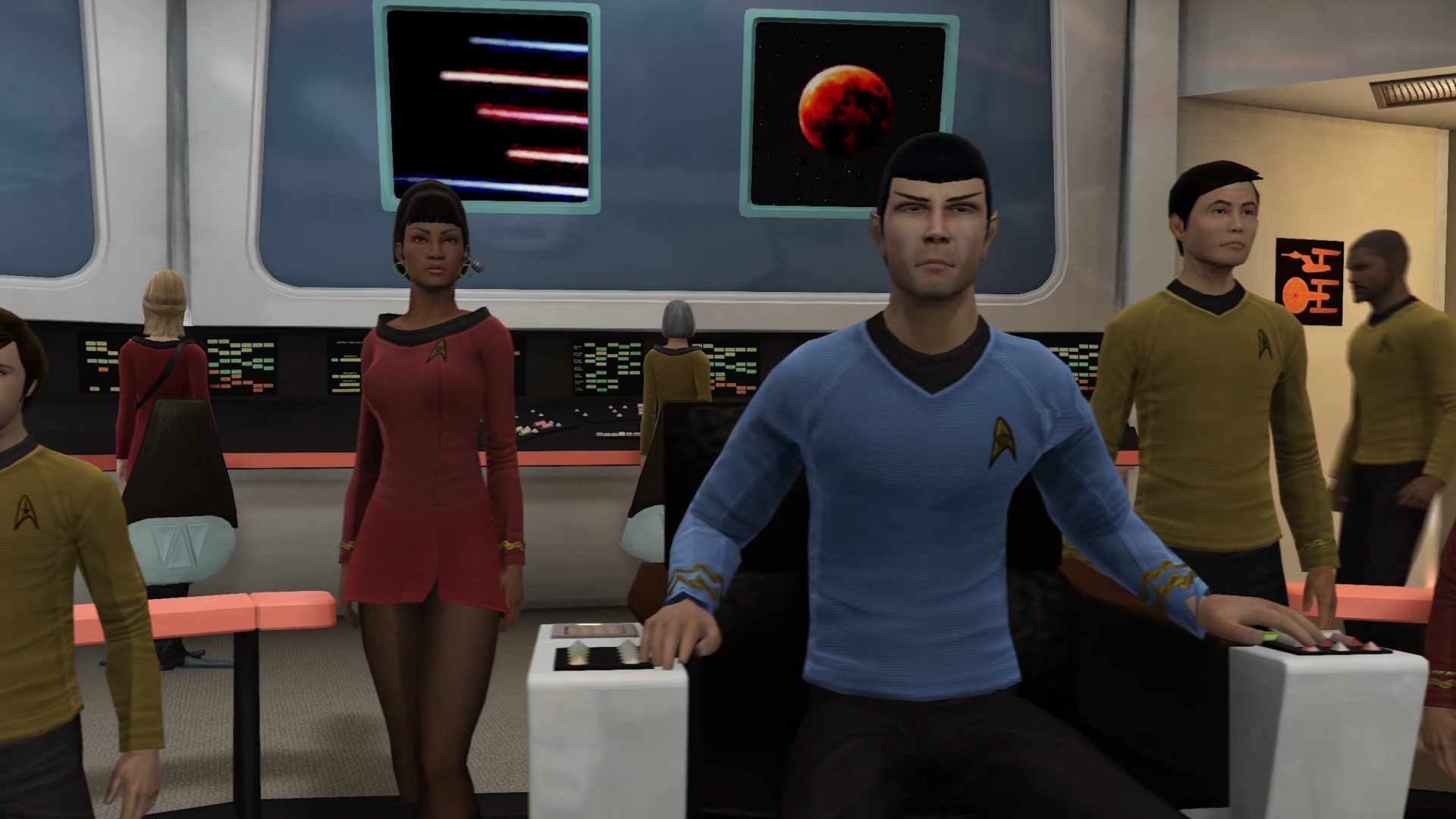 Best free MMOs: The characters of Star Trek Online gather at a desk