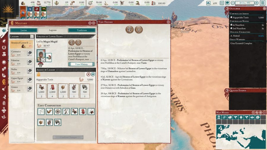the legion interface in imperator rome 2.0