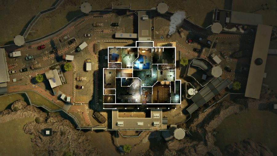 A top-down view of the rework changes coming to the Border map in Rainbow Six Siege Crimson Heist