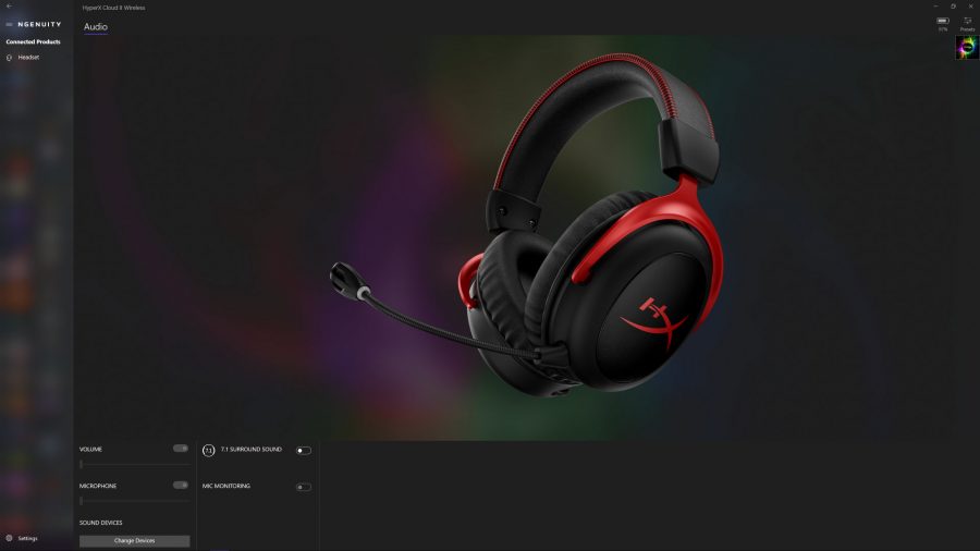 HyperX's Ngenuity software is barebones in its current state, offering very few options to play about with