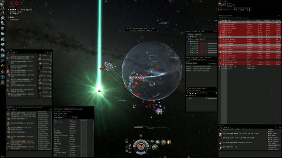 Various menu overlays in Eve Online